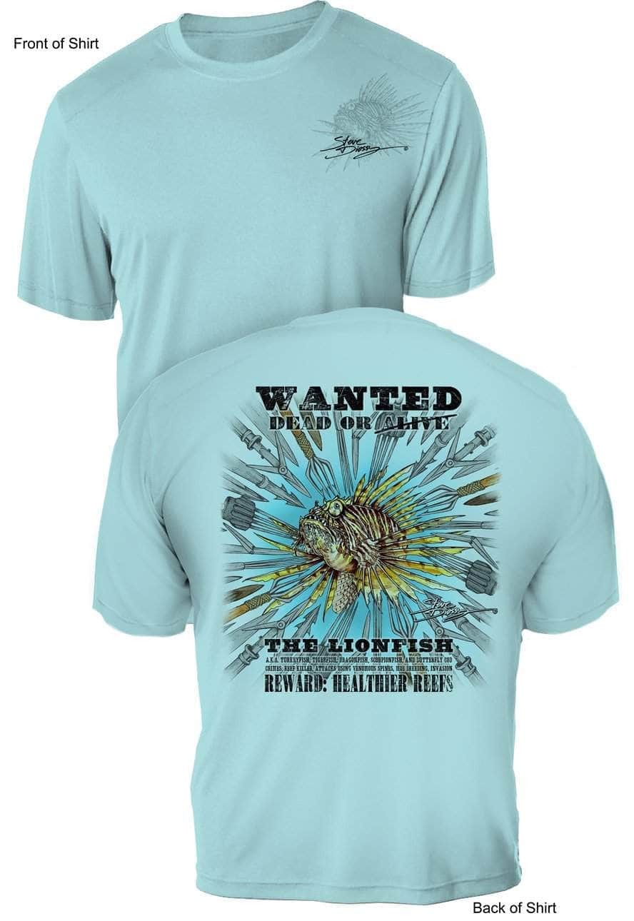 Lionfish Wanted-Spears- UV Sun Protection Shirt - 100% Polyester - Short Sleeve UPF 50
